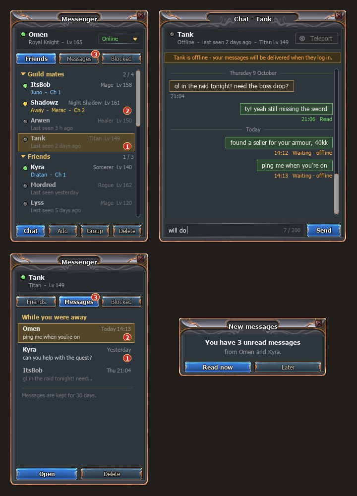 Messenger in game