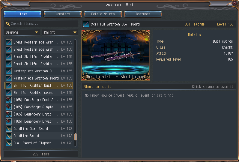 Ascendance Wiki: Items in game