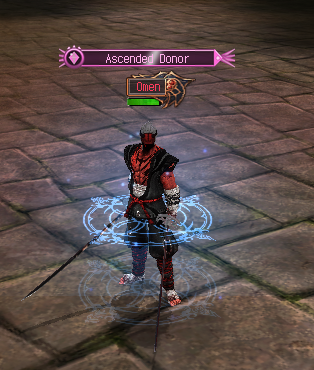 The Ascended Donor plate over a player in game